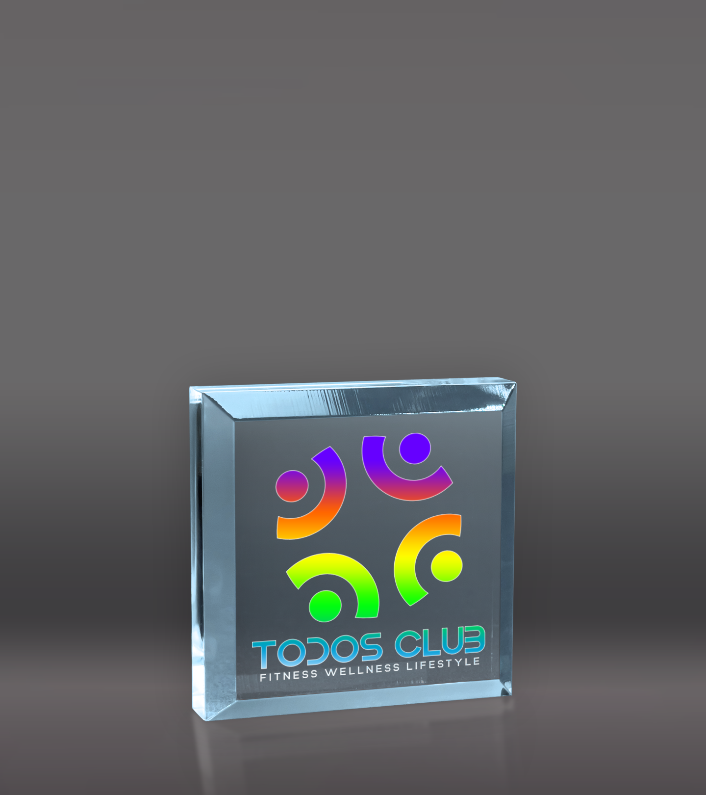 Color Printed Square Acrylic Paperweight - Blue