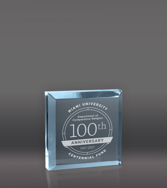 Laser Engraved Square Acrylic Paperweight - Blue