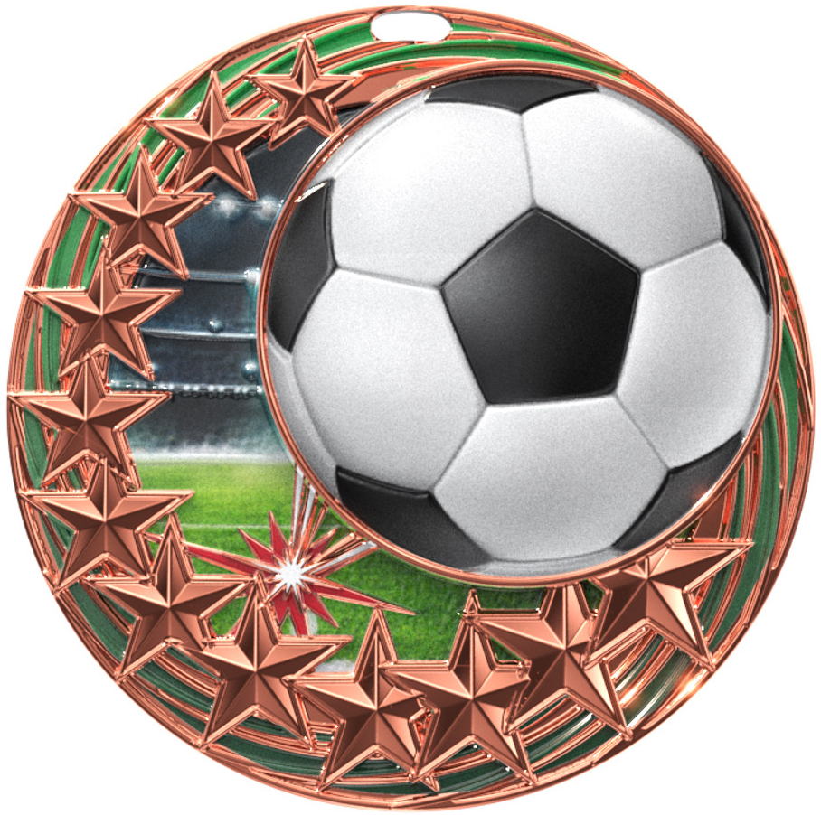 Bronze Star Swirl Soccer Medal