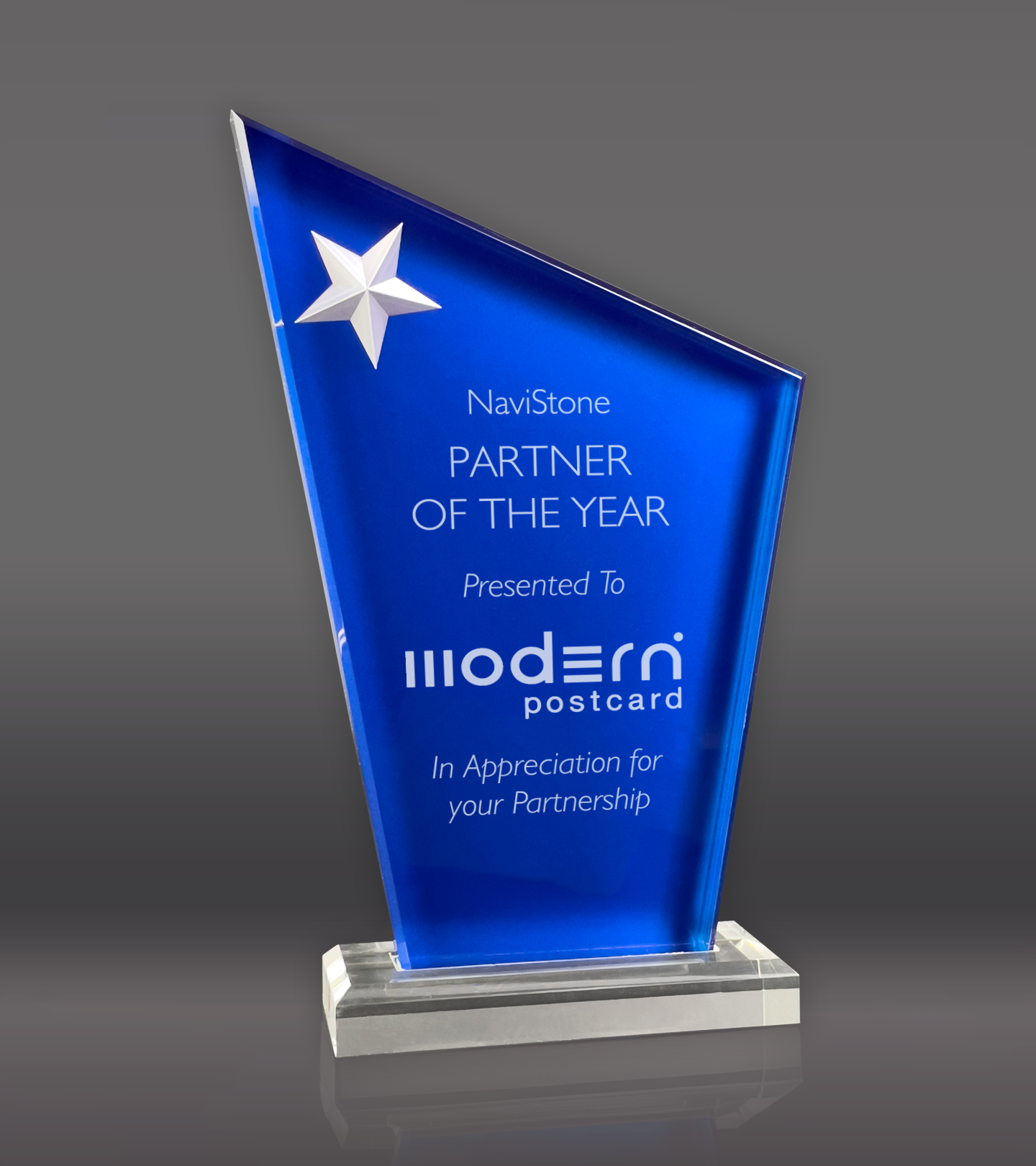 Custom Engraved Star Peak Blue Acrylic Award