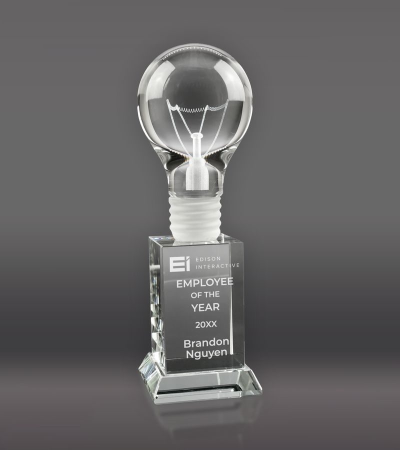 Custom Engraved Crystal Light Bulb Award 