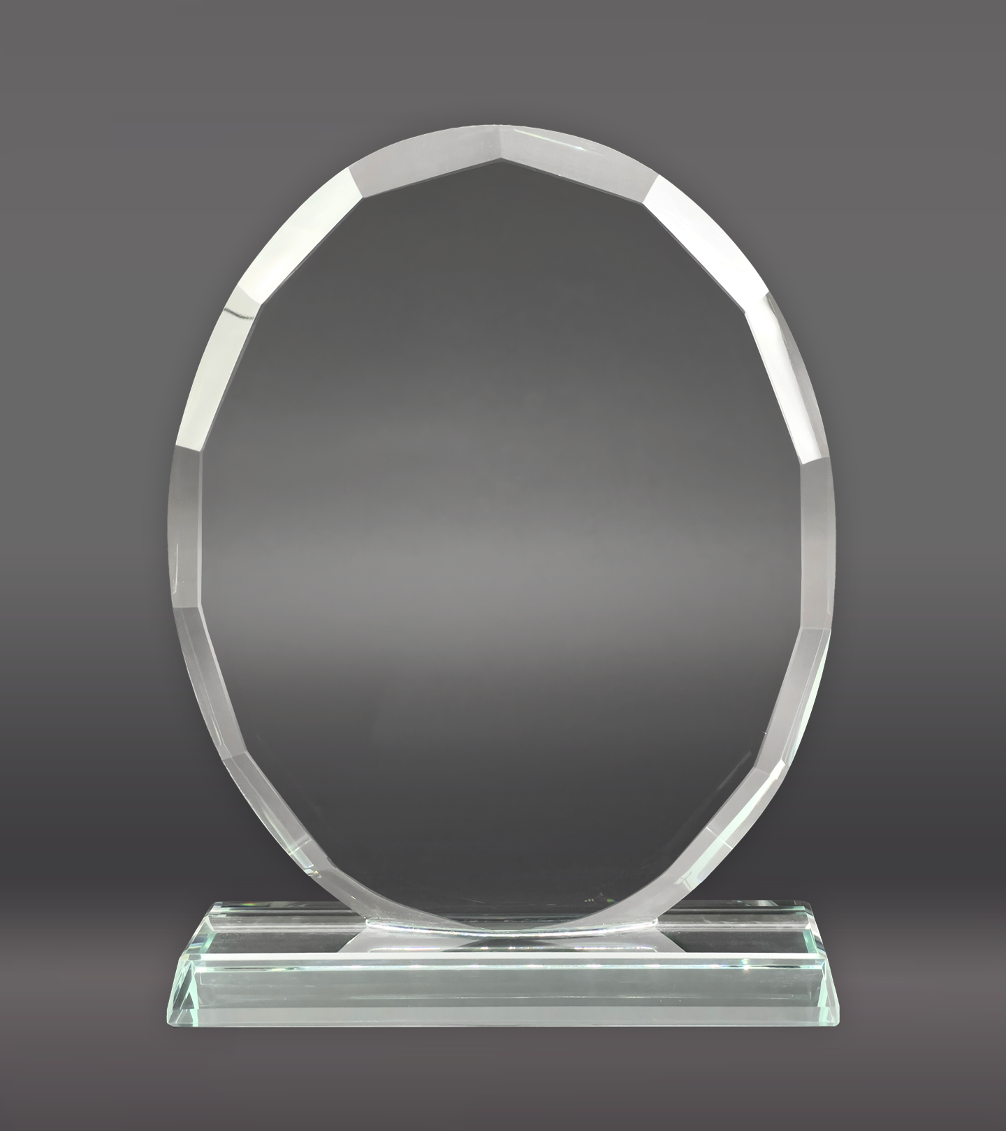 Faceted Edge Oval Crystal Front