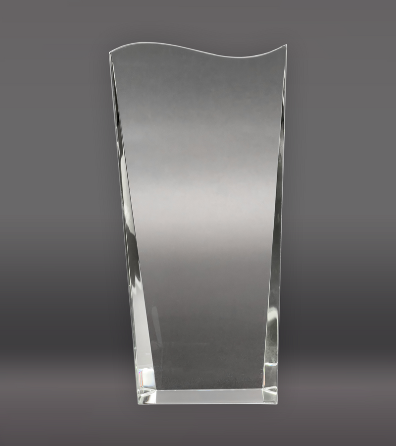 Wedge with Wave Crystal Award Front