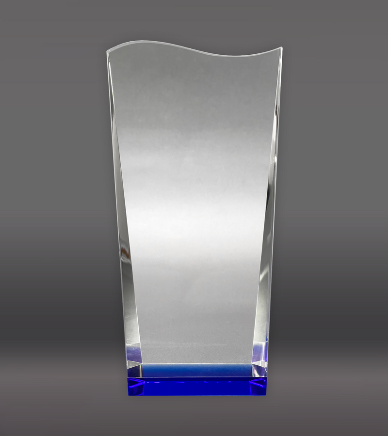 Blue Wedge with Wave Crystal Award Front
