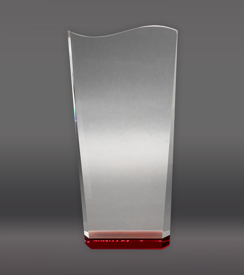 Red Wedge with Wave Crystal Award Rear