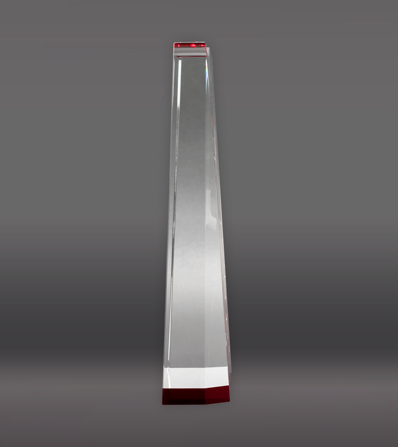 Red Wedge with Wave Crystal Award SIde