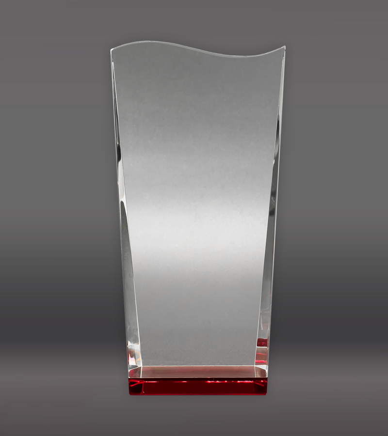 Red Wedge with Wave Crystal Award Front