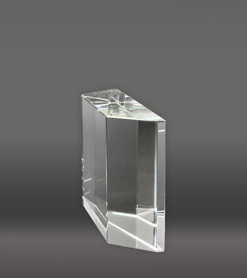Clear Crystal Facet Block Award Side
