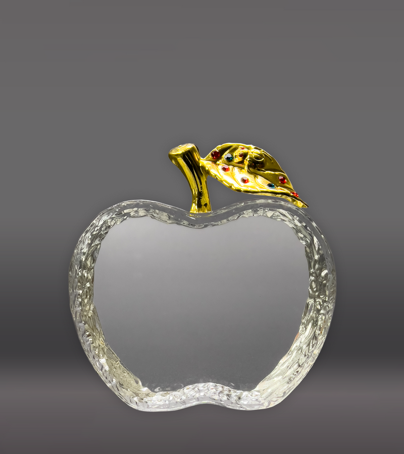 Crystal Apple with Gold Stem Front