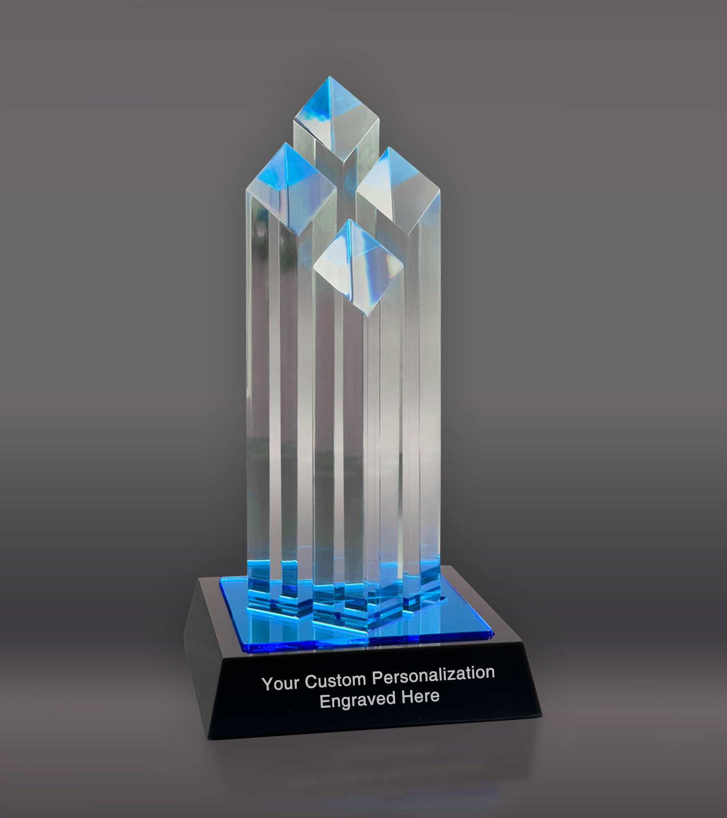 Custom Engraved Blue Diamond Towers Acrylic