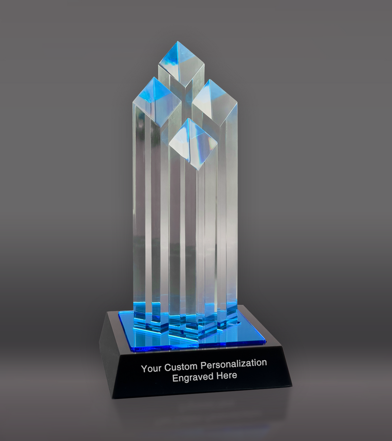 Custom Engraved Blue Diamond Towers Acrylic