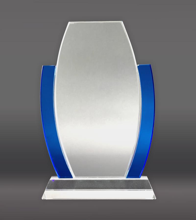Glass Award with Blue Anchors Front