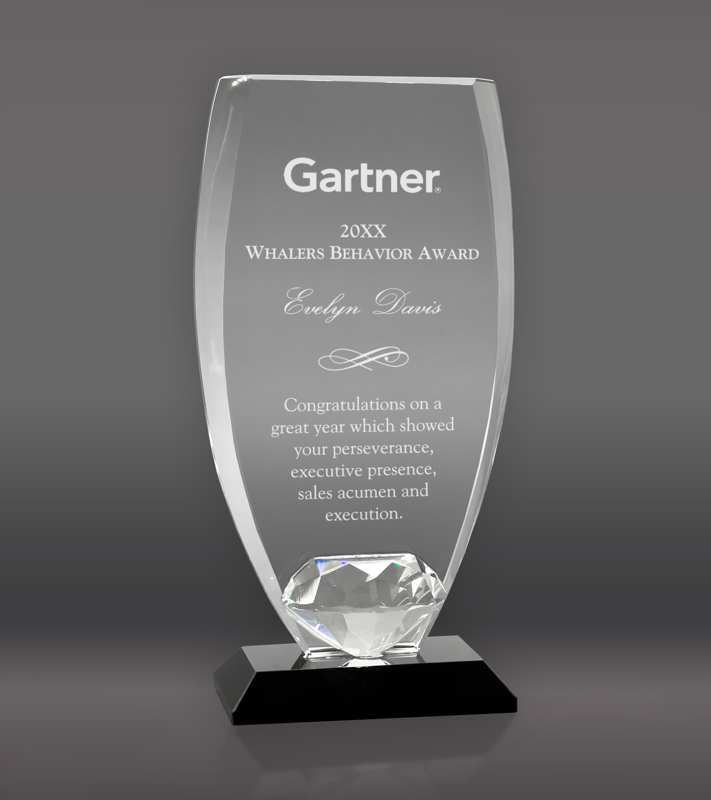Custom Engraved Paragon Diamond Glass Award