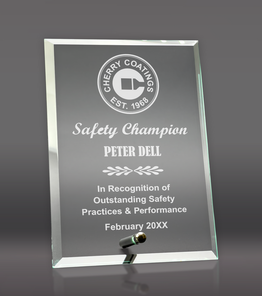 Laser Engraved Standing Glass Plaque