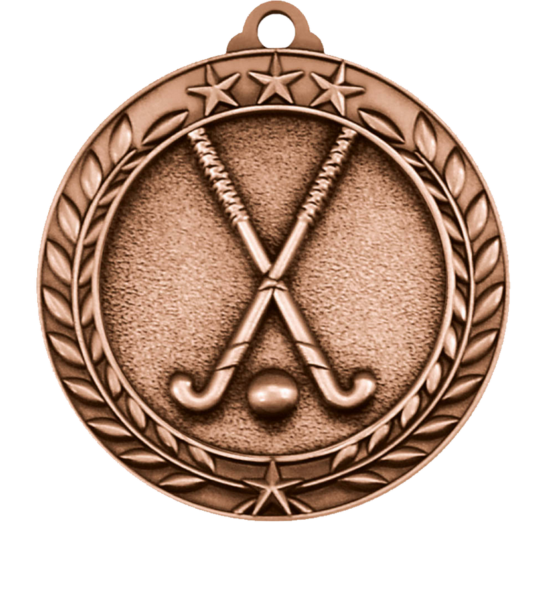 Bronze Small Star Wreath Field Hockey Medal