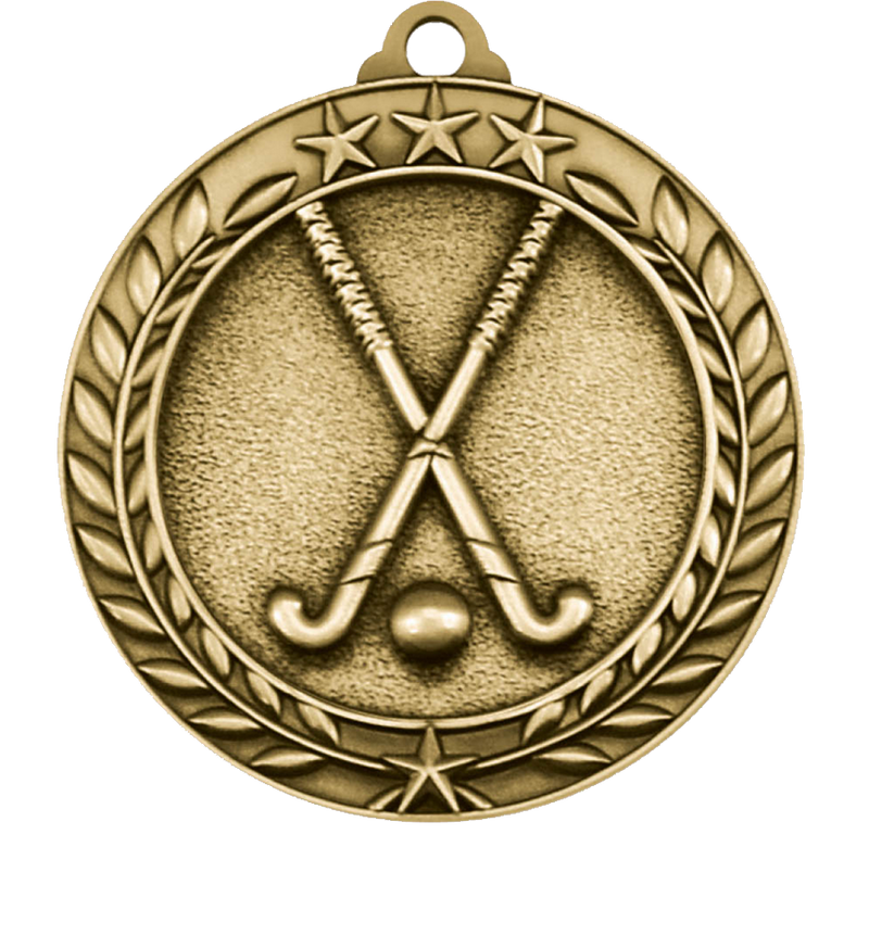 Gold Small Star Wreath Field Hockey Medal