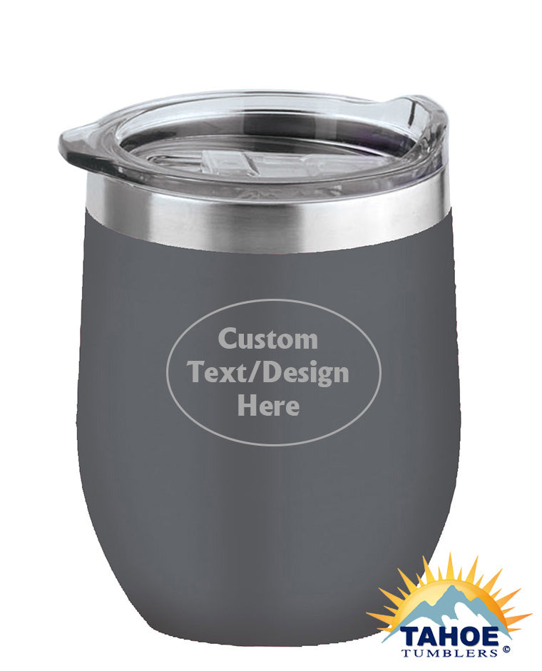 Dark Grey 16 oz Insulated Custom Wine Tumbler - Tahoe