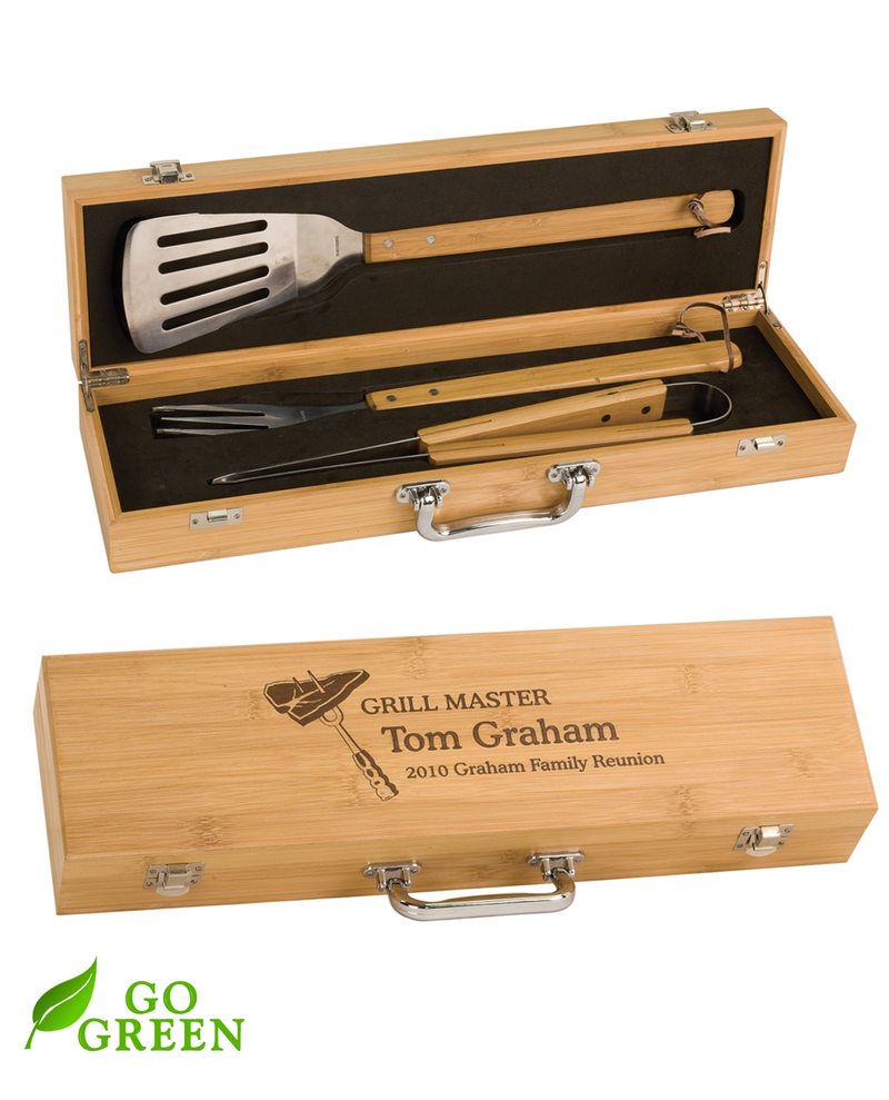 Personalized Bamboo BBQ Set