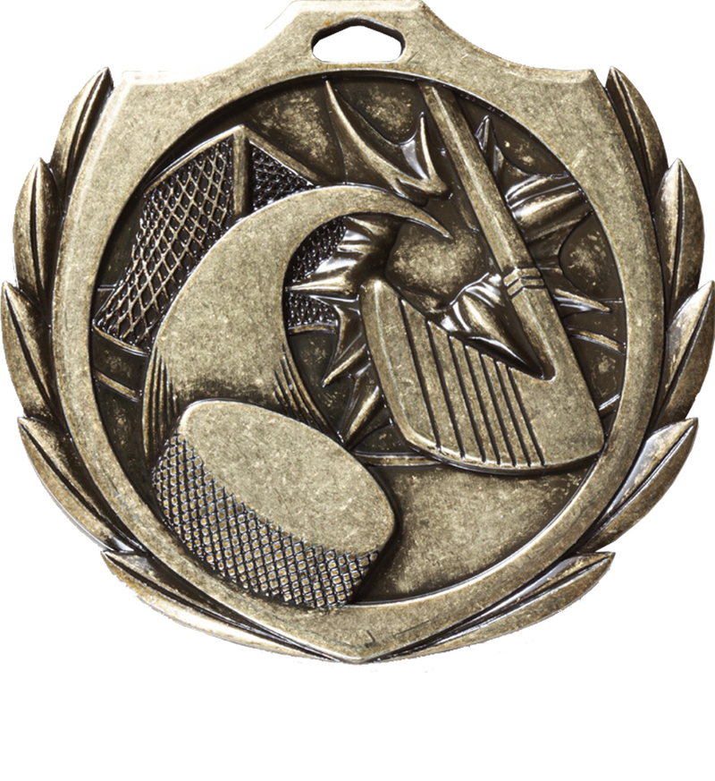 Gold Burst Wreath Hockey Medal