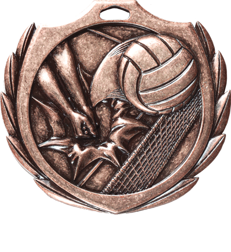Bronze Burst Wreath Volleyball Medal