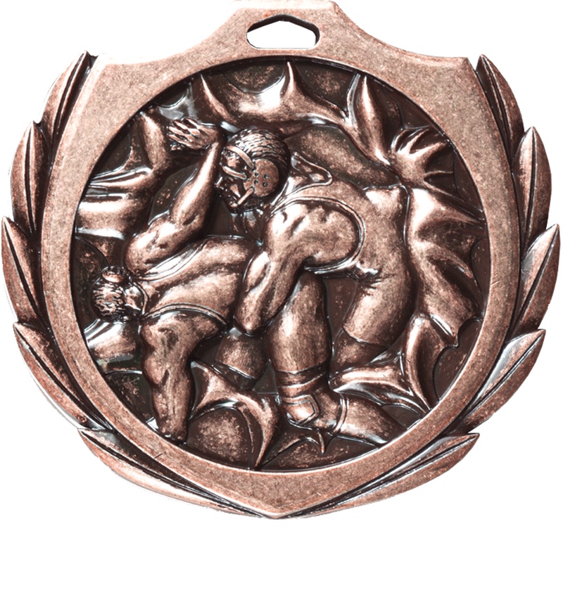 Bronze Burst Wreath Wrestling Medal