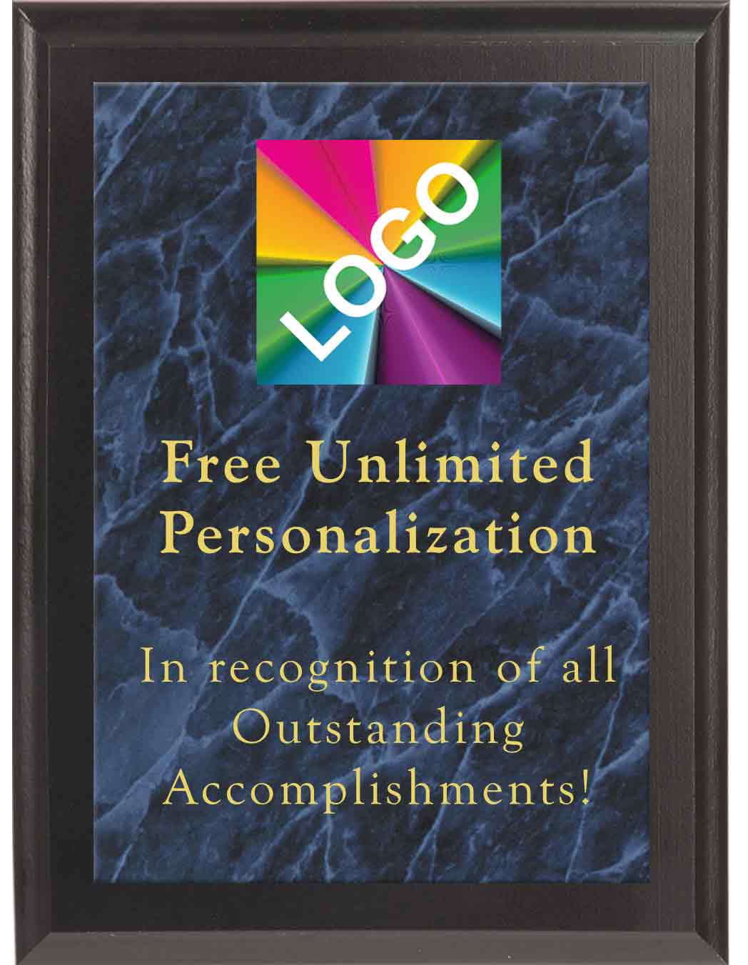 Solid Black Color Blue Marble Mist Plaque