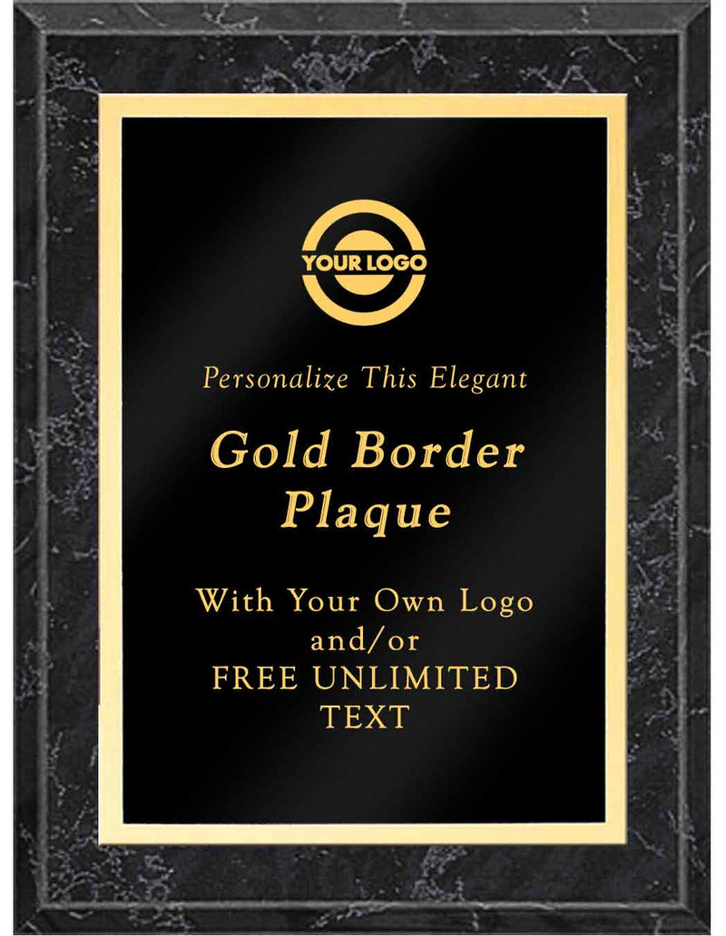 Black Marble Classic Gold Border Plaque