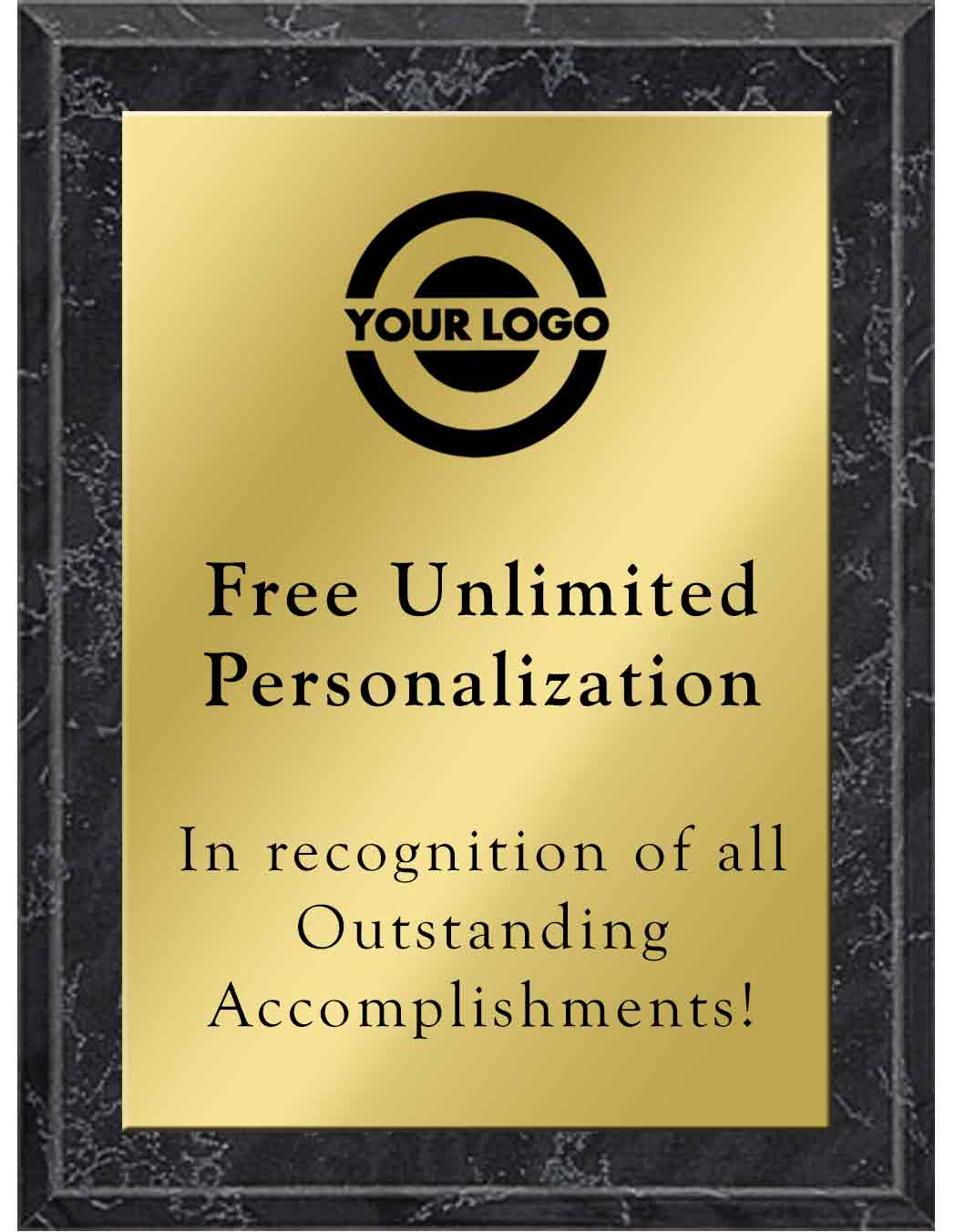 Black Marble Traditional Economy Plaque With Gold Plate