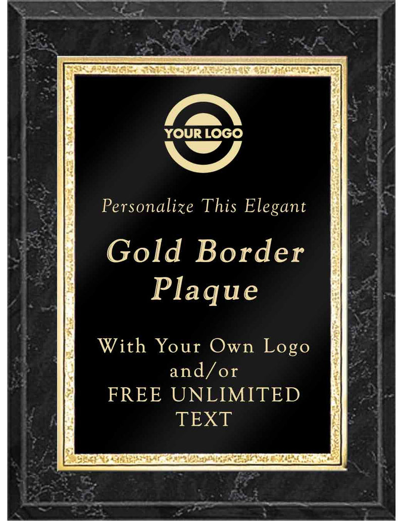 Black Marble Classic Double Gold Border Plaque
