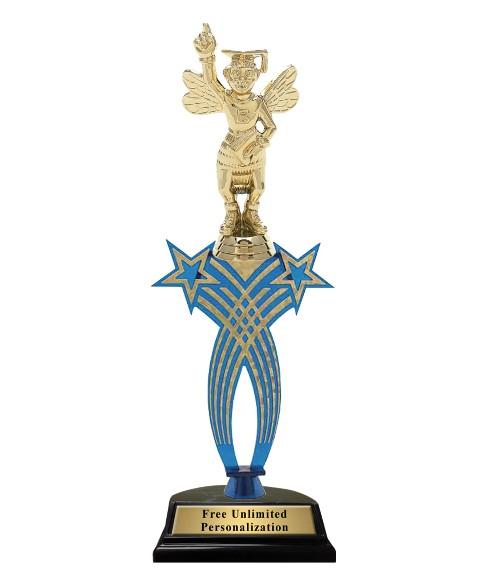 Blue Crossed Star Spelling Bee Trophy