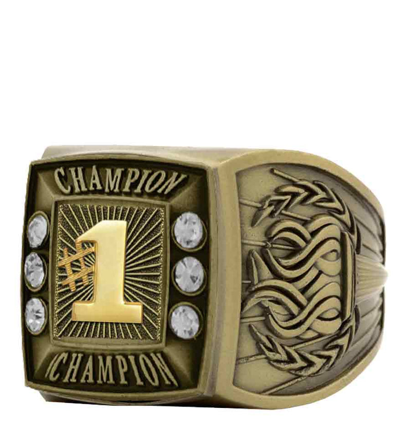 Gold First Place Championship Ring With Champion Bezel