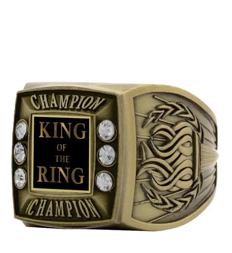 Gold Wrestling Championship Ring With Champion Bezel