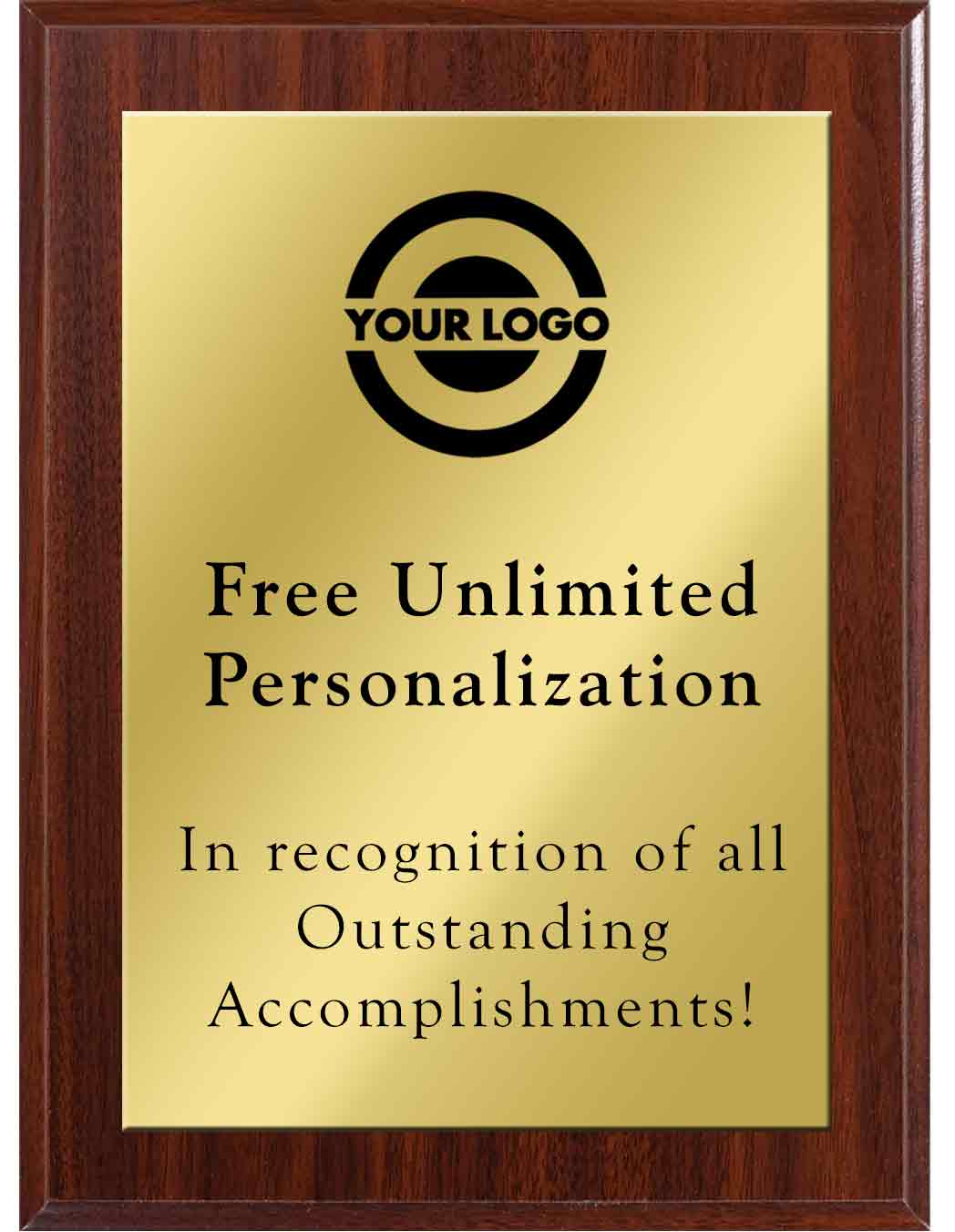 Dark Cherry Traditional Economy Plaque With Gold Plate