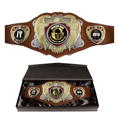 Bright Gold Legion Award Belt with Brown Leather