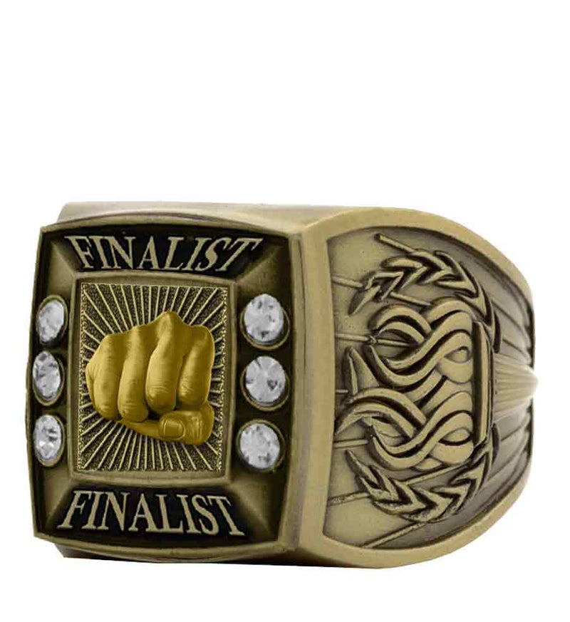 Gold Martial Arts Championship Ring With Finalist Bezel