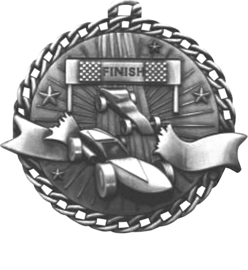 Silver Ribbon Burst Pinewood Derby Medal