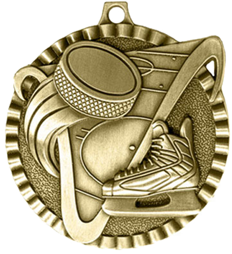 Gold Victory Scene Hockey Medal