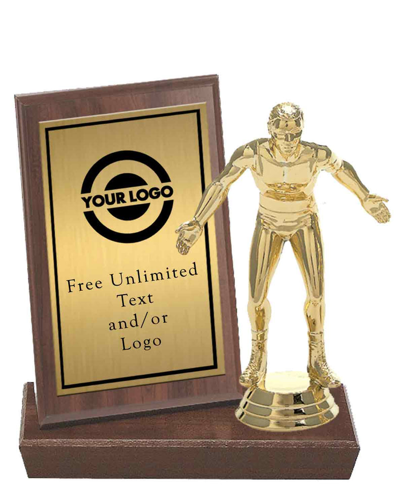 Gold Plate MVP Plaque with Wrestling Figure
