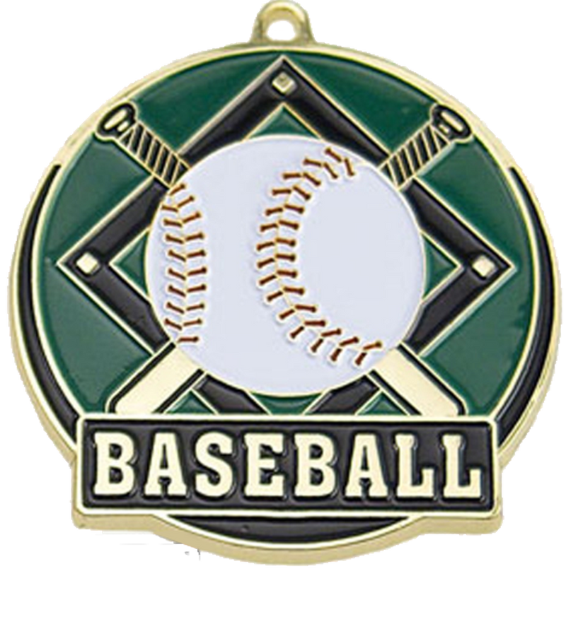 Gold Color Fill Baseball Medal