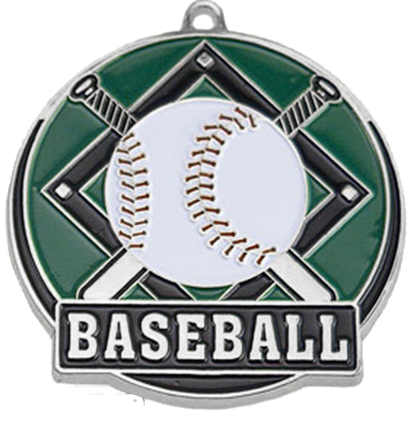 Silver Color Fill Baseball Medal