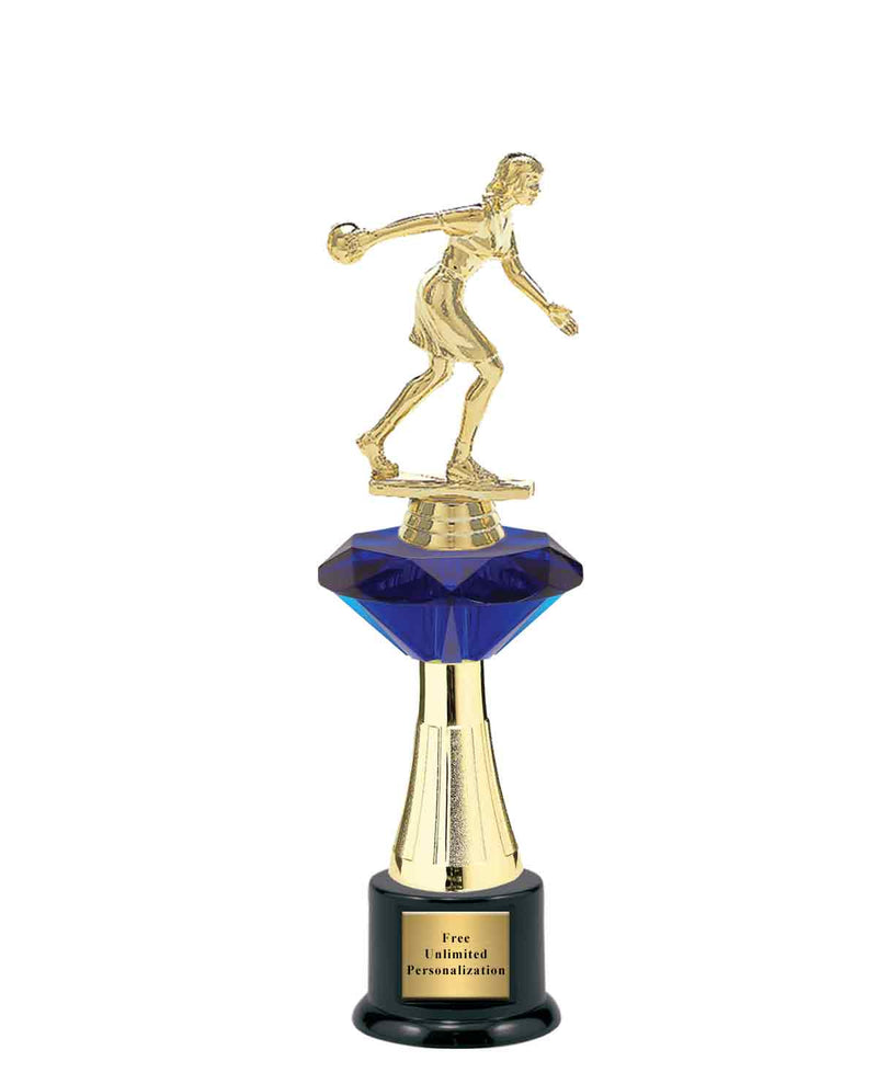 Large Blue Jewel Riser Bowling Trophy