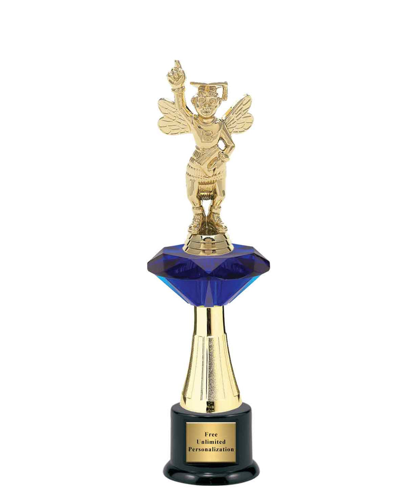 Large Blue Jewel Riser Spelling Bee Trophy