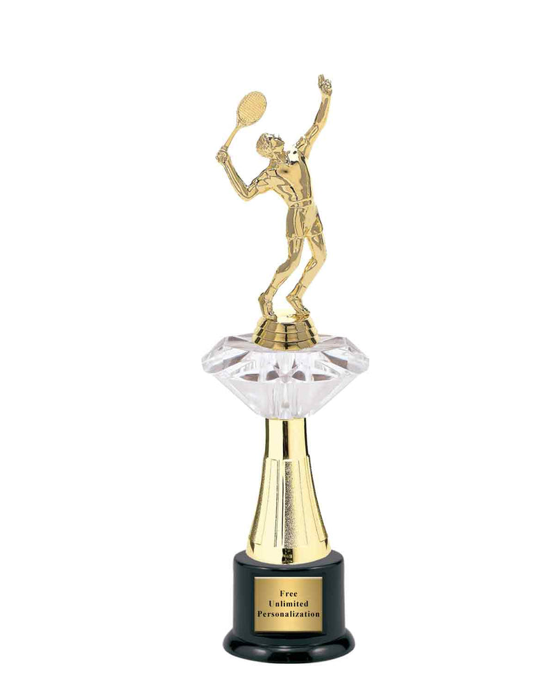 Large Clear Jewel Riser Tennis Trophy