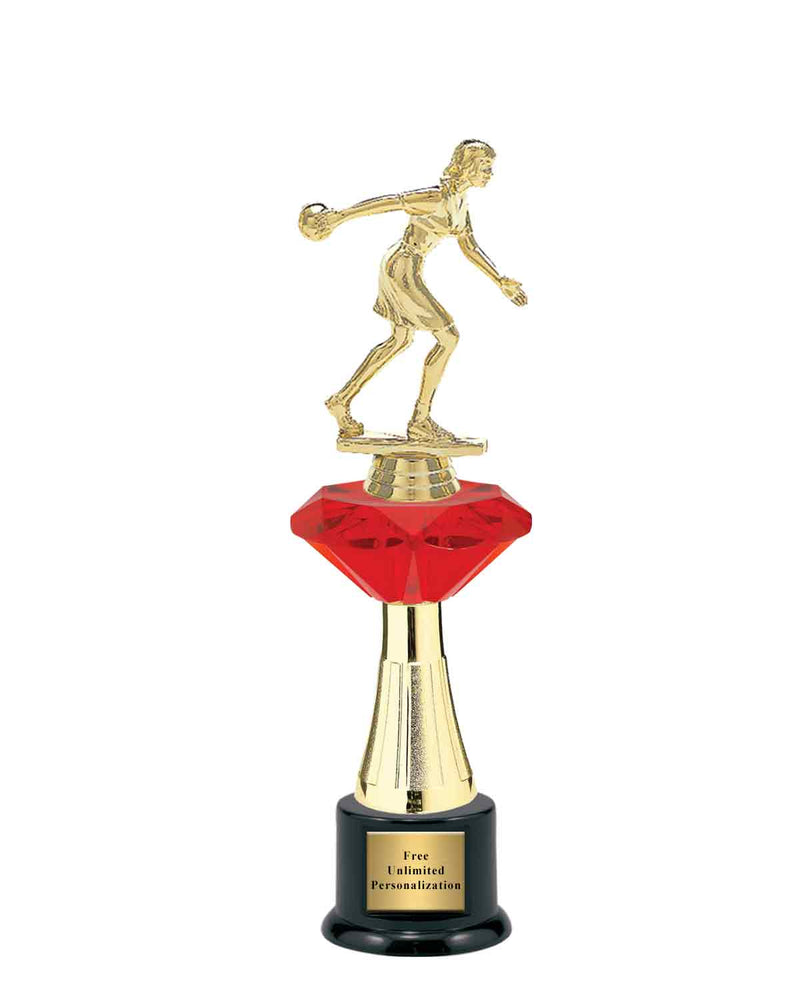 Large Red Jewel Riser Bowling Trophy