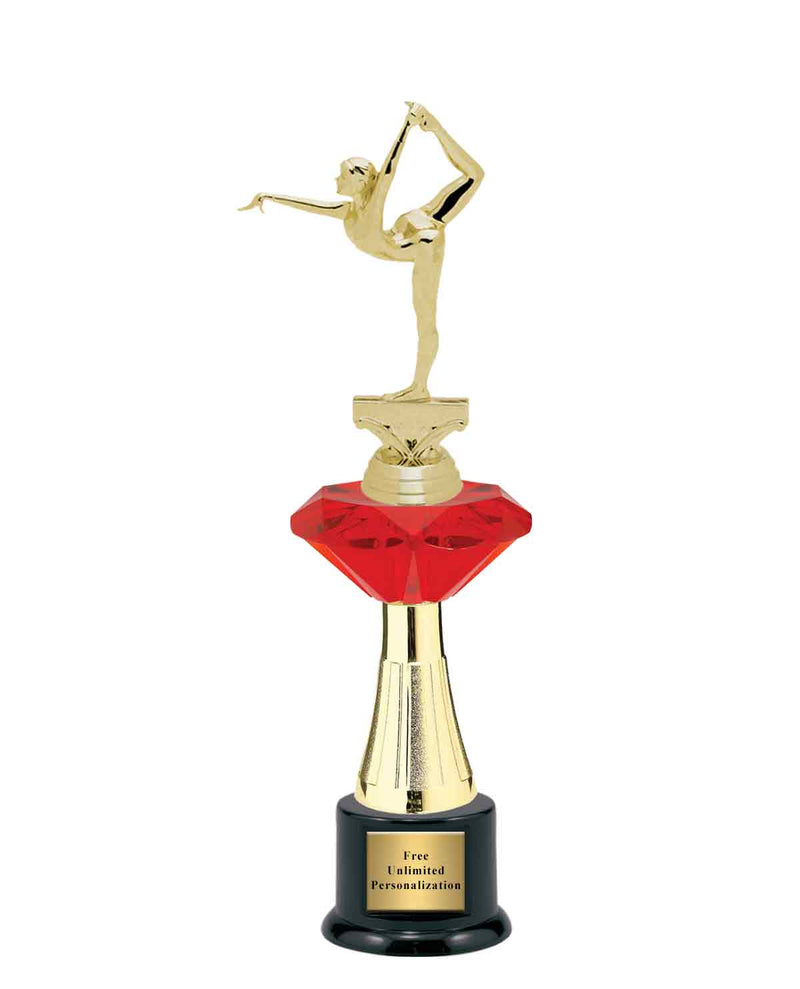 Large Red Jewel Riser Gymnastics Trophy