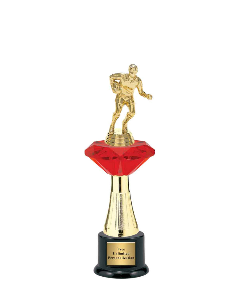 Large Red Jewel Riser Rugby Trophy