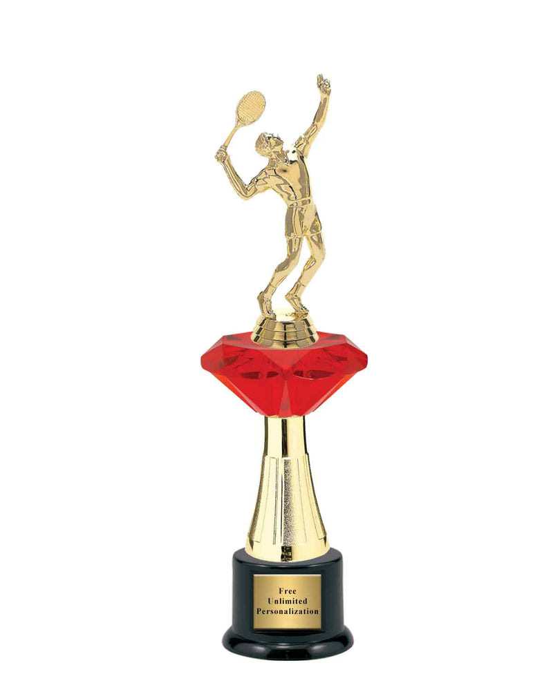 Large Red Jewel Riser Tennis Trophy