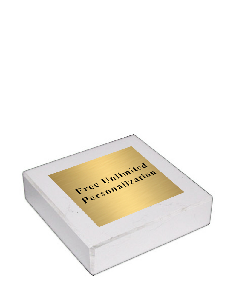 White Marble Paperweight with Gold Plate