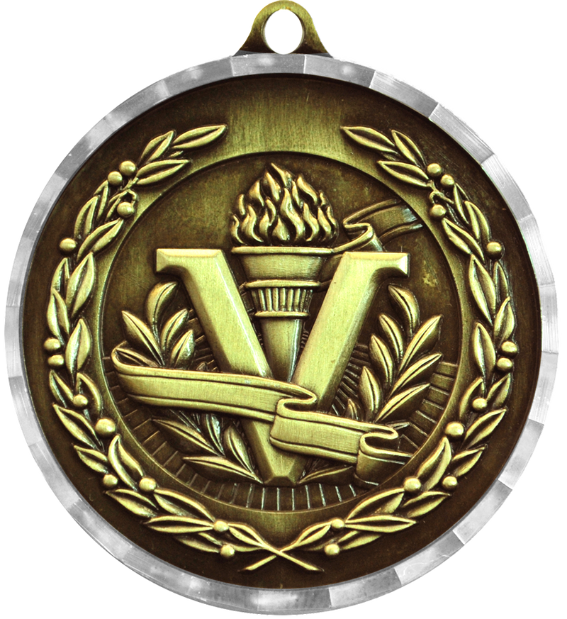 Gold Diamond Cut Victory Medal