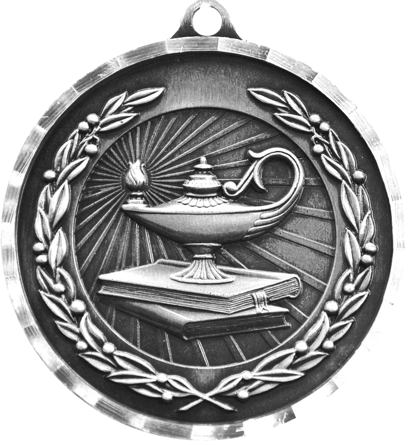 Silver Diamond Cut Academic Medal